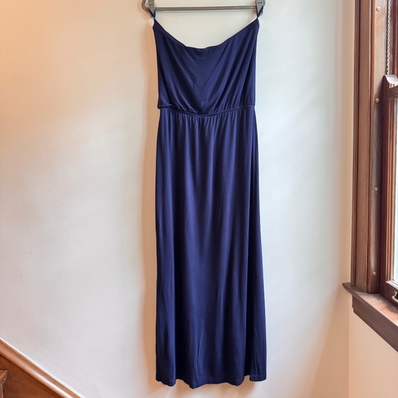 Gap Womens Maxi Dress Blue Strapless Stretch Elastic Pullover Size Large L - Picture 2 of 3